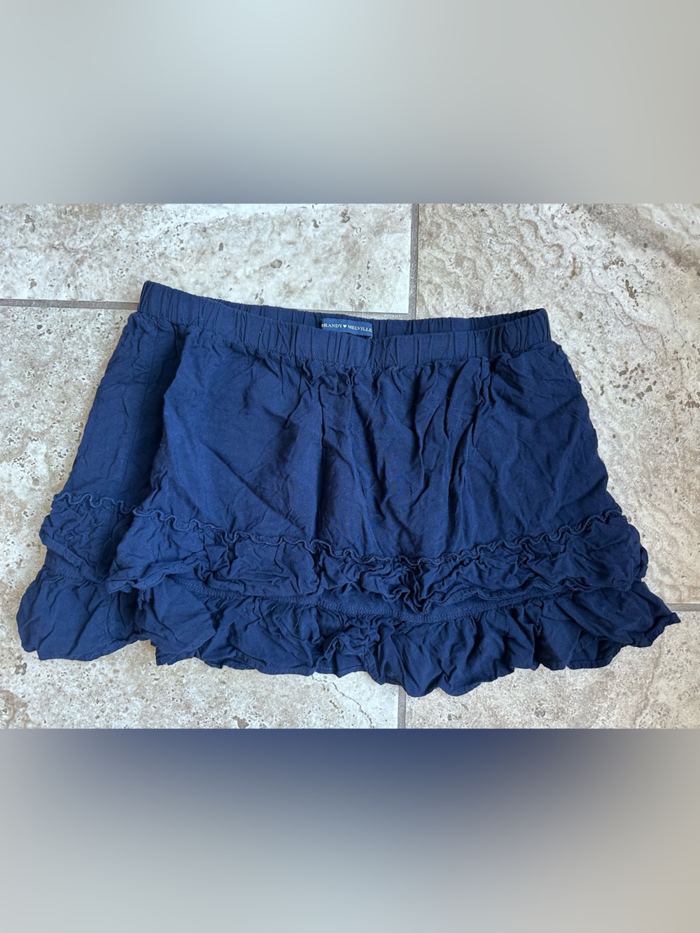 Brandy Melville Navy Ruffled Mini Skirt